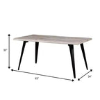 Table à manger rectangulaire moderne LeisureMod Ravenna 63 – Plateau en bois à bord ondulé avec pieds en métal pour cuisine, salle à manger et espaces contemporains