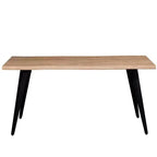 Table à manger rectangulaire moderne LeisureMod Ravenna 63 – Plateau en bois à bord ondulé avec pieds en métal pour cuisine, salle à manger et espaces contemporains