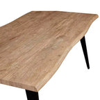 Table à manger rectangulaire moderne LeisureMod Ravenna 63 – Plateau en bois à bord ondulé avec pieds en métal pour cuisine, salle à manger et espaces contemporains
