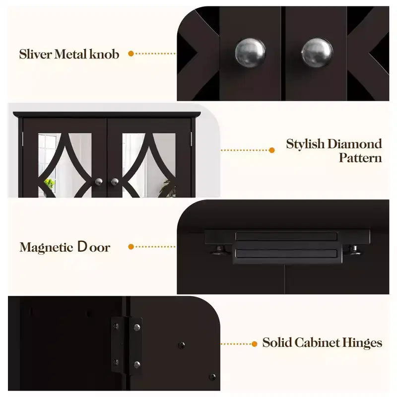 Armoire à pharmacie Heynemo avec miroir, meuble de rangement mural de salle de bain avec étagères réglables et barre porte-serviettes, pour salle de bain, buanderie