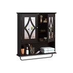 Armoire à pharmacie Heynemo avec miroir, meuble de rangement mural de salle de bain avec étagères réglables et barre porte-serviettes, pour salle de bain, buanderie