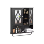 Armoire à pharmacie Heynemo avec miroir, meuble de rangement mural de salle de bain avec étagères réglables et barre porte-serviettes, pour salle de bain, buanderie