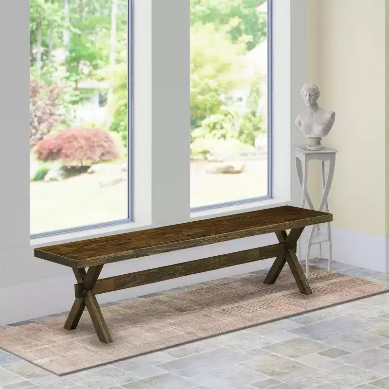 Banc de salle à manger moderne HomeStock X-Style avec siège en bois, 72x15x18 pouces, Espresso
