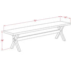 Banc de salle à manger moderne HomeStock X-Style avec siège en bois, 72x15x18 pouces, Espresso