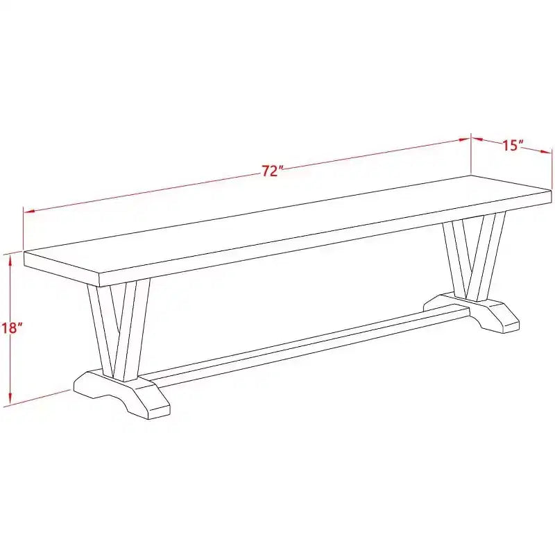 Banc de salle à manger moderne HomeStock X-Style avec siège en bois, 72x15x18 pouces, Espresso