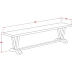 Banc de salle à manger moderne HomeStock X-Style avec siège en bois, 72x15x18 pouces, Espresso