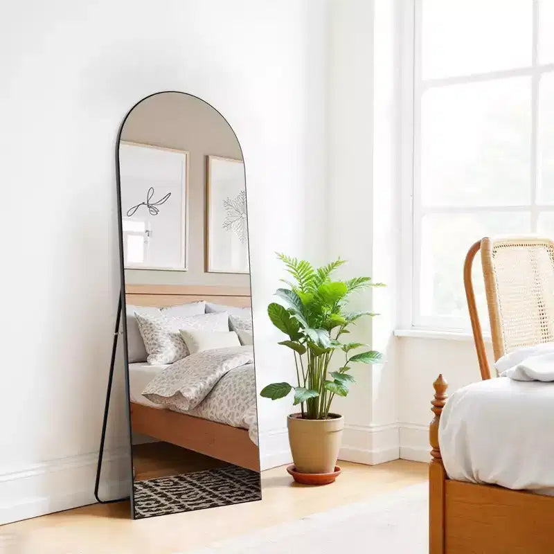 Miroir plein pied PexFix 71x31 Arch en bois massif, miroir au sol, noir