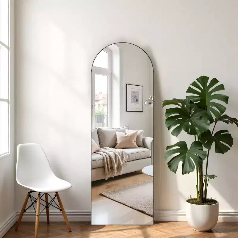 Miroir plein pied PexFix 71x31 Arch en bois massif, miroir au sol, noir