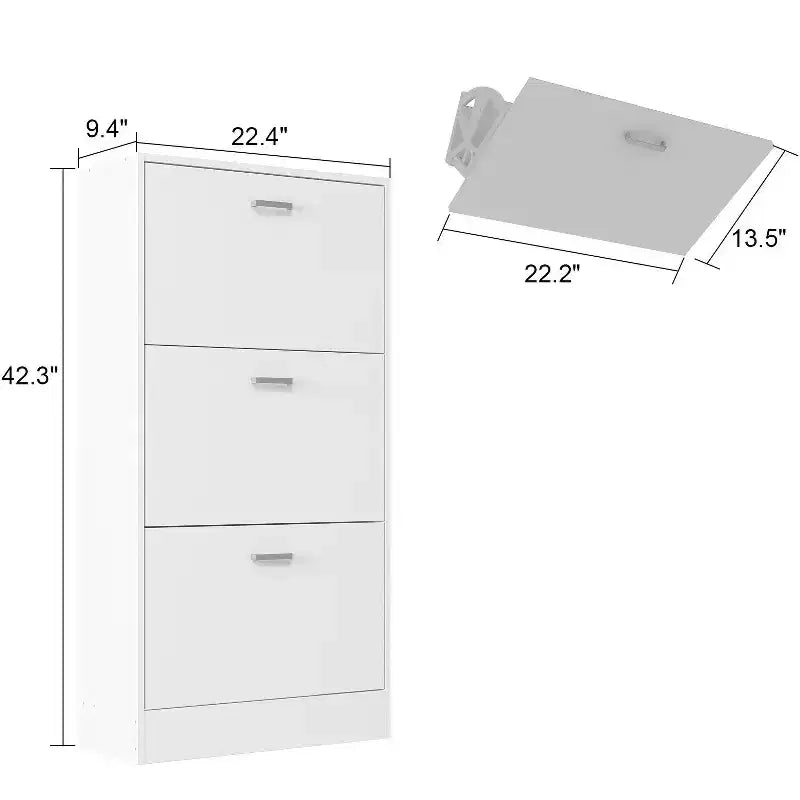 Hitow Meuble à Chaussures Basculant Blanc 3 Tiroirs Design Minimaliste Léger