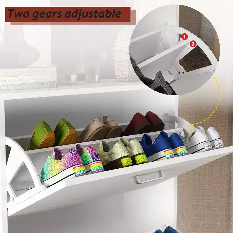 Hitow Meuble à Chaussures Basculant Blanc 3 Tiroirs Design Minimaliste Léger