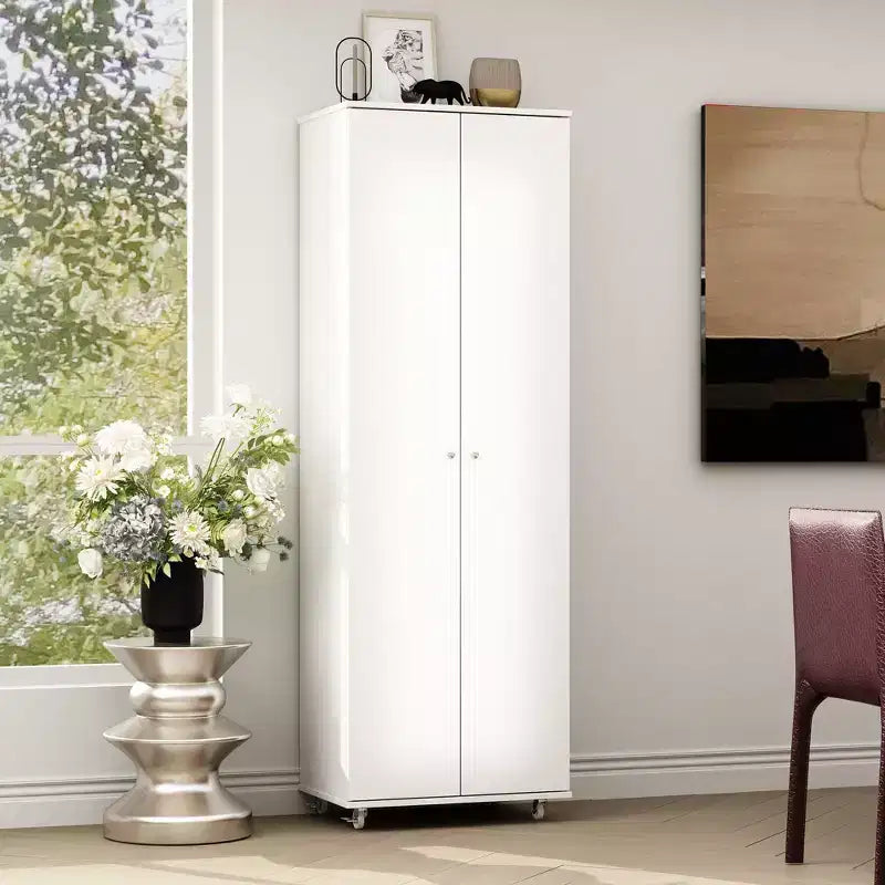 Hitow Double Door Vertical Shoe Cabinet Storage Cabinet 8 Shelves