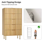 Commode en bois cannelé Garvee, 5 tiroirs pour chambre, commode haute blanche moderne avec poignée dorée, organisateur de tiroirs en bois pour salon, couloir