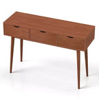 Bureau d'écriture Costway 48, bureau d'ordinateur, table de travail moderne du milieu du siècle avec 3 tiroirs