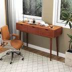 Bureau d'écriture Costway 48, bureau d'ordinateur, table de travail moderne du milieu du siècle avec 3 tiroirs