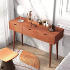 Bureau d'écriture Costway 48, bureau d'ordinateur, table de travail moderne du milieu du siècle avec 3 tiroirs