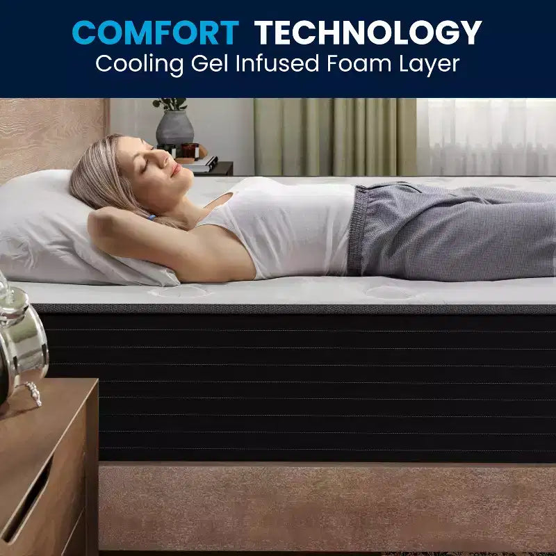 Matelas hybride Flash Furniture Dream Cooling Gel 10 po en mousse certifiée CertiPUR-US et à ressorts ensachés, matelas en boîte
