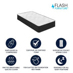 Matelas hybride Flash Furniture Dream Cooling Gel 10 po en mousse certifiée CertiPUR-US et à ressorts ensachés, matelas en boîte