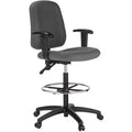 Harwick Contoured Dual Function Drafting Stool With Arms - Gray Fabric