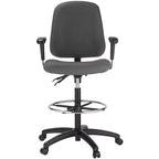 Tabouret de dessinateur Harwick à deux fonctions avec accoudoirs – Tissu gris