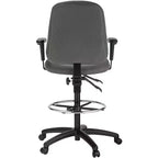 Tabouret de dessinateur Harwick à deux fonctions avec accoudoirs – Tissu gris