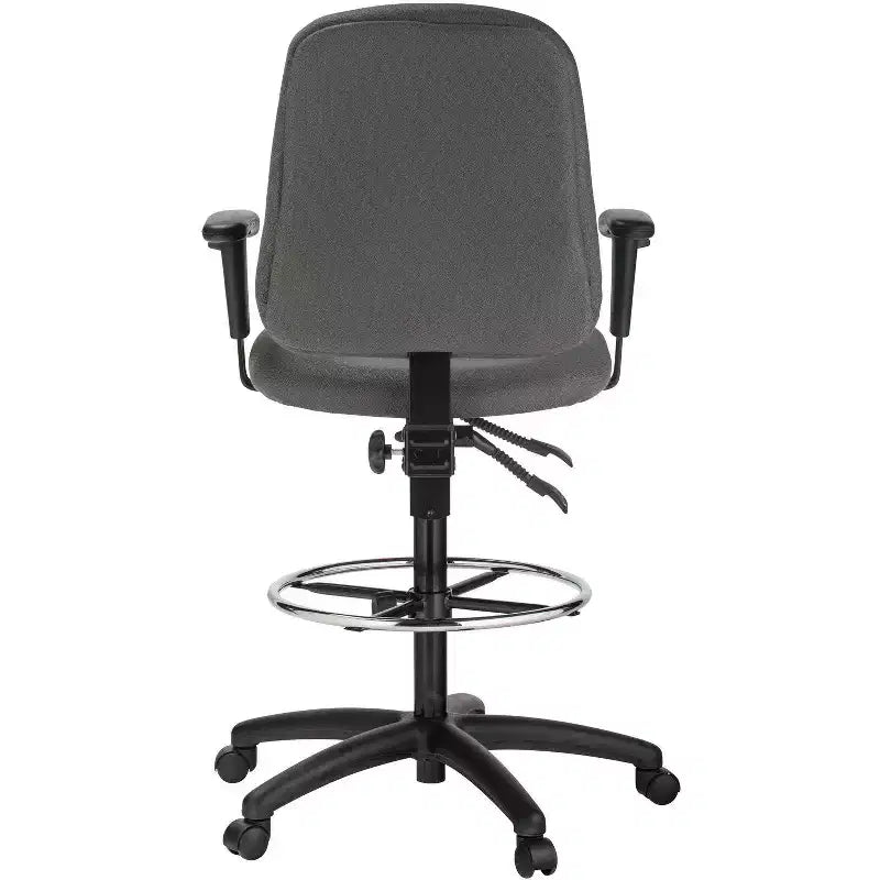 Tabouret de dessinateur Harwick à deux fonctions avec accoudoirs – Tissu gris