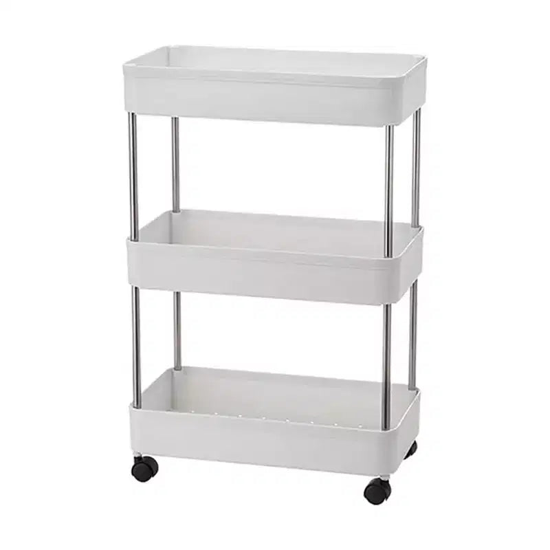 ATHOME 3-Tier Rolling Storage Cart with Open Design for Ventilated Organization, Kitchen, Garage, Dorm, and Storage Use, White