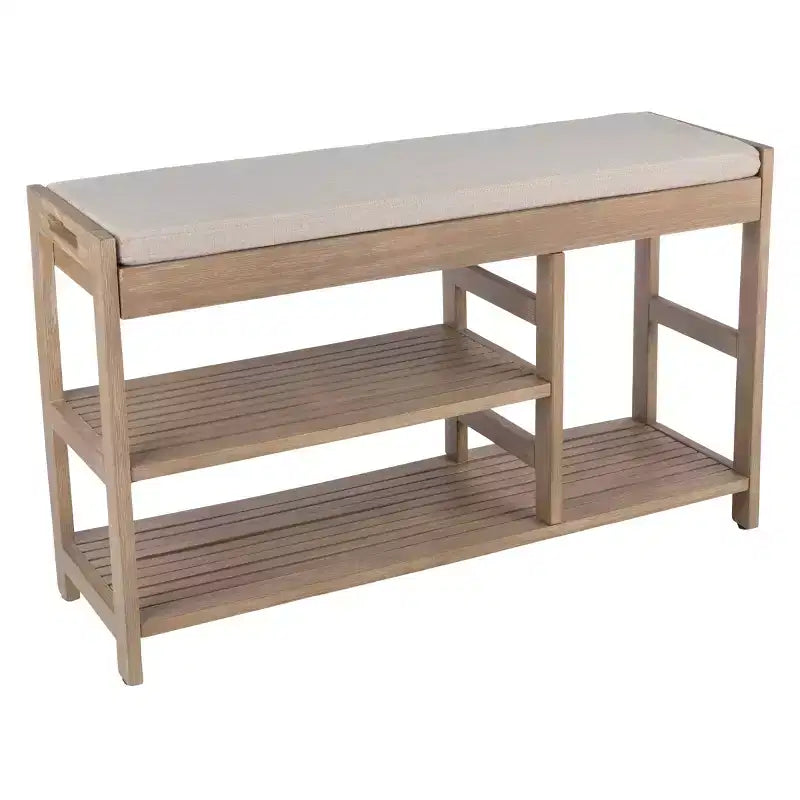Banc à Chaussures, Étagère à Chaussures en Bois à 3 Niveaux avec Coussin Rembourré