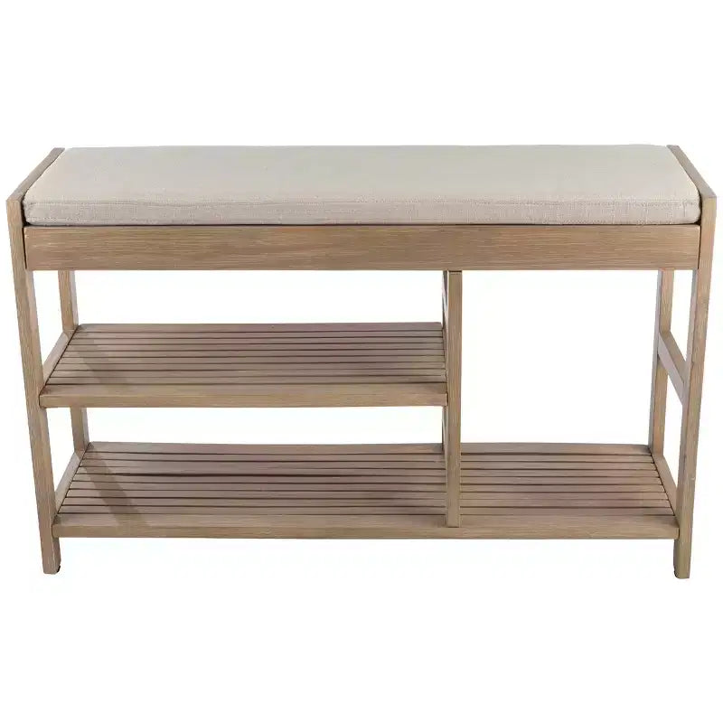 Banc à Chaussures, Étagère à Chaussures en Bois à 3 Niveaux avec Coussin Rembourré