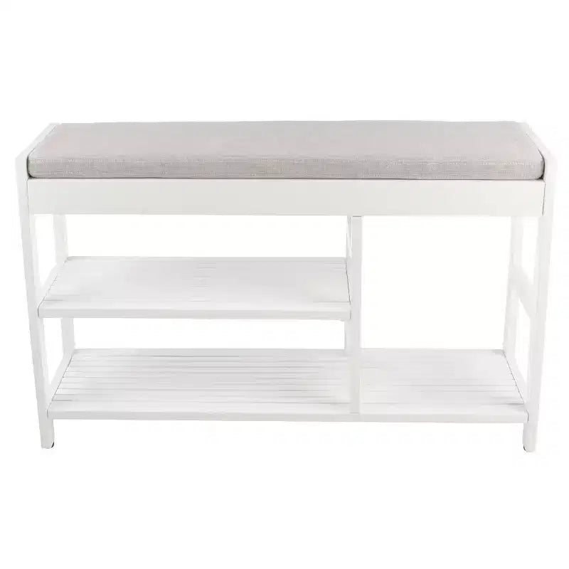 Banc à Chaussures, Étagère à Chaussures en Bois à 3 Niveaux avec Coussin Rembourré