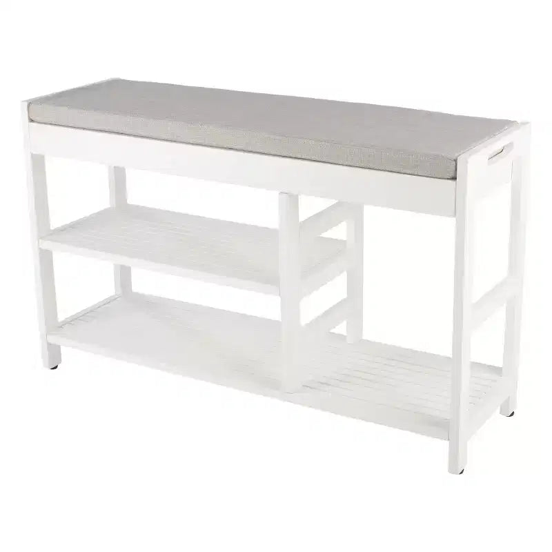 Banc à Chaussures, Étagère à Chaussures en Bois à 3 Niveaux avec Coussin Rembourré