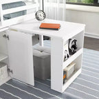 Lit mezzanine double Whisen 79,2L x 42W avec armoire de rangement, tiroir et étagère et bureau coulissant