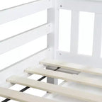 Lit mezzanine double Whisen 79,2L x 42W avec armoire de rangement, tiroir et étagère et bureau coulissant
