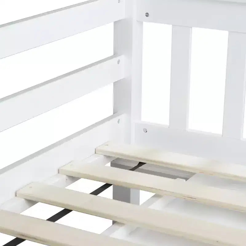Lit mezzanine double Whisen 79,2L x 42W avec armoire de rangement, tiroir et étagère et bureau coulissant