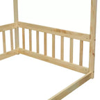 Lit au sol Montessori Whisen avec baldaquin, barrière et garde-corps, taille double minimaliste