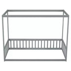 Lit au sol Montessori Whisen avec baldaquin, barrière et garde-corps, taille double minimaliste