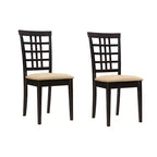 Simple Relax Set of 2 Dining Chairs with Lattice Back in Cappuccino