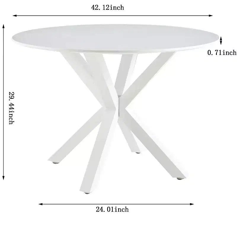MAYEERTY Table Basse 107 cm Blanche Style Scandinave Piétement Central Croisé
