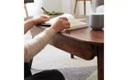 GDFStudio Yetta Table basse ovale en bois de chêne massif 47W avec deux tiroirs