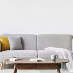 GDFStudio Yetta Table basse ovale en bois de chêne massif 47W avec deux tiroirs