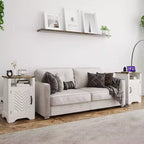 Table de chevet Heynemo Farmhouse avec station de charge, Table de chevet haute avec design en X, Table d'appoint rustique en bois