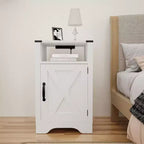 Table de chevet Heynemo Farmhouse avec station de charge, Table de chevet haute avec design en X, Table d'appoint rustique en bois