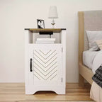 Table de chevet Heynemo Farmhouse avec station de charge, Table de chevet haute avec design en X, Table d'appoint rustique en bois