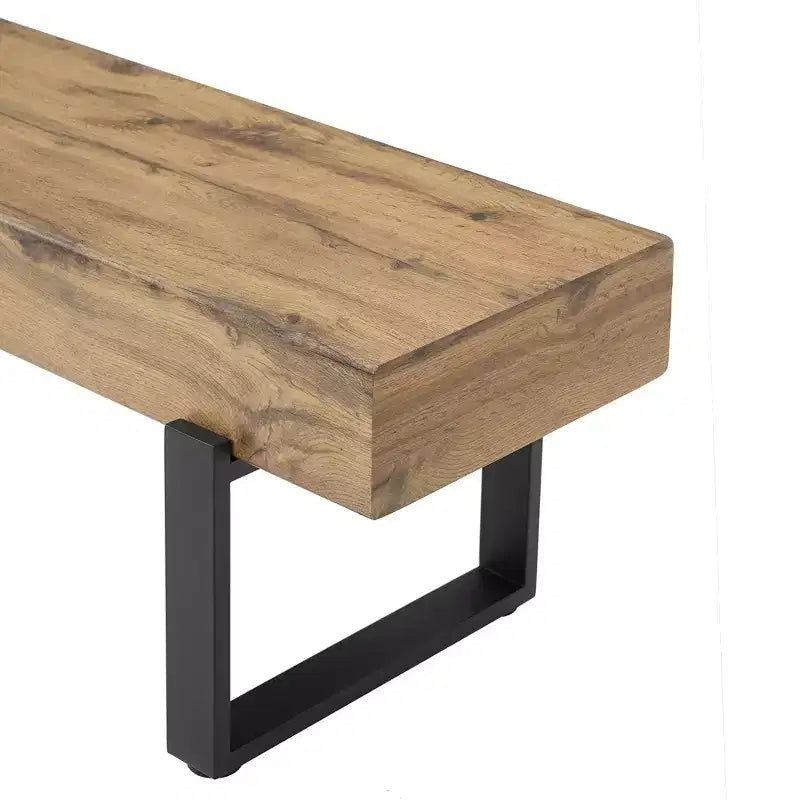 Banc à chaussures 59W, banc de salle à manger, banc de lit, banc d'entrée, banc de table de cuisine, lavage bois naturel+noir-ModernLuxe
