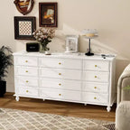Commode Horizontale 12 Tiroirs Hitow avec Poignées en Métal Doré
