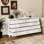 Commode Horizontale 12 Tiroirs Hitow avec Poignées en Métal Doré