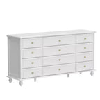 Commode Horizontale 12 Tiroirs Hitow avec Poignées en Métal Doré