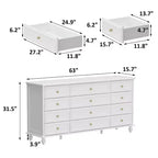 Commode Horizontale 12 Tiroirs Hitow avec Poignées en Métal Doré
