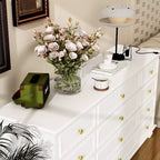 Commode Horizontale 12 Tiroirs Hitow avec Poignées en Métal Doré