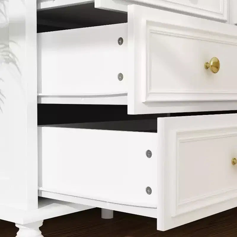 Commode Horizontale 12 Tiroirs Hitow avec Poignées en Métal Doré