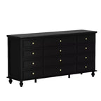 Commode Horizontale 12 Tiroirs Hitow avec Poignées en Métal Doré